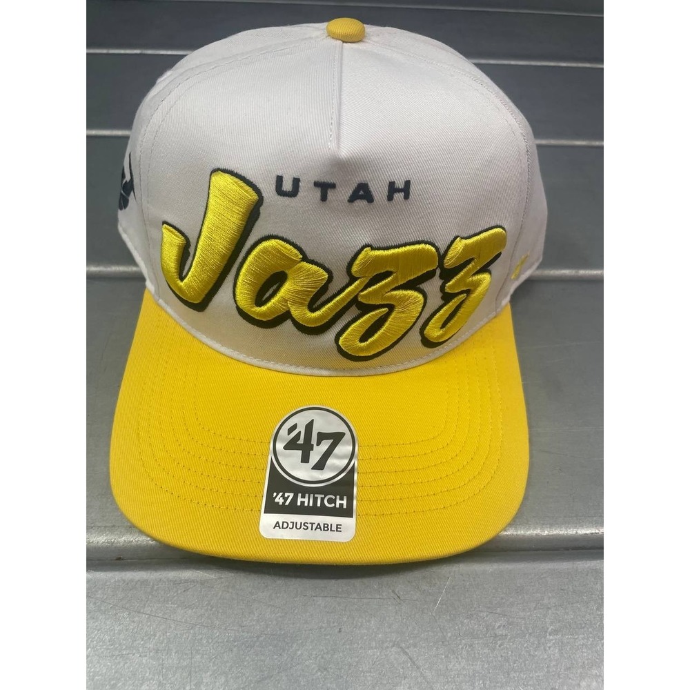 47 NBA Utah Jazz Shadow Hitch Snapback Adjustable Hat White Yellow New